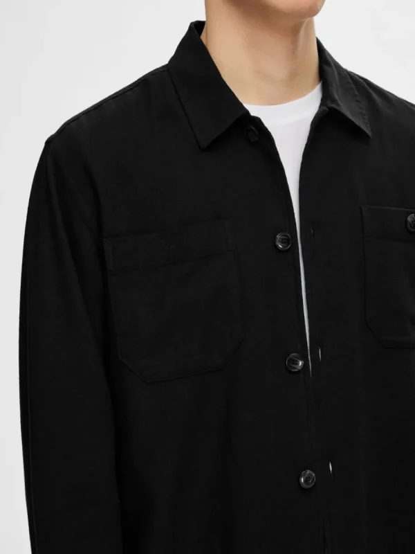 SELECTED LÅNGA ÄRMAR ÖVERSKJORTA Black Clearance