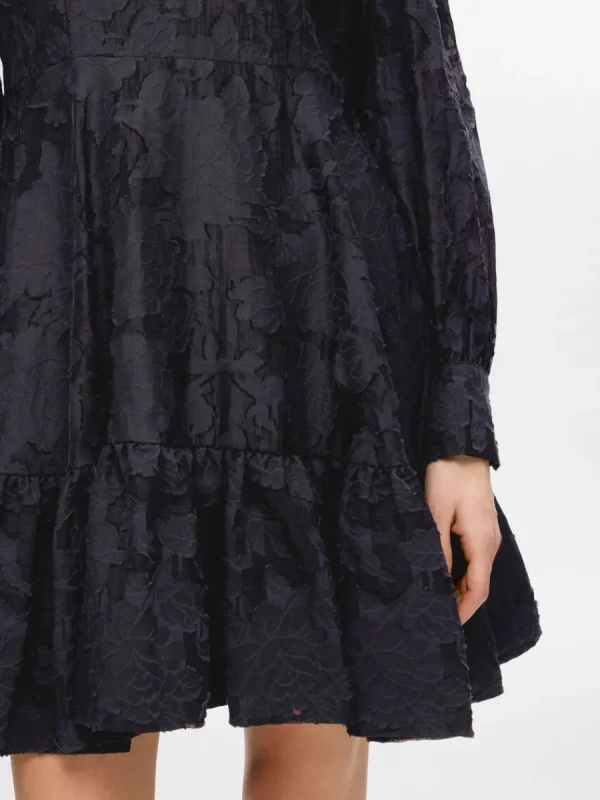 SELECTED LÅNGÄRMAD BLOMMIG KORT KLÄNNING Blue Best Sale