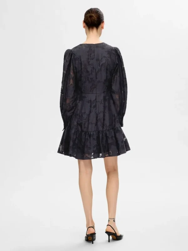 SELECTED LÅNGÄRMAD BLOMMIG KORT KLÄNNING Blue Best Sale