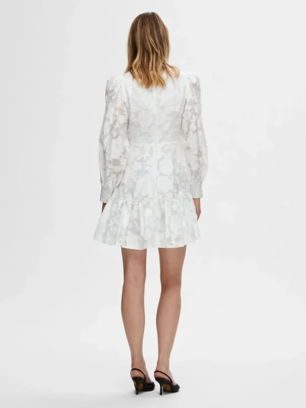 SELECTED LÅNGÄRMAD BLOMMIG KORT KLÄNNING White Online