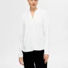 SELECTED LÅNGÄRMAD BLUS White Cheap