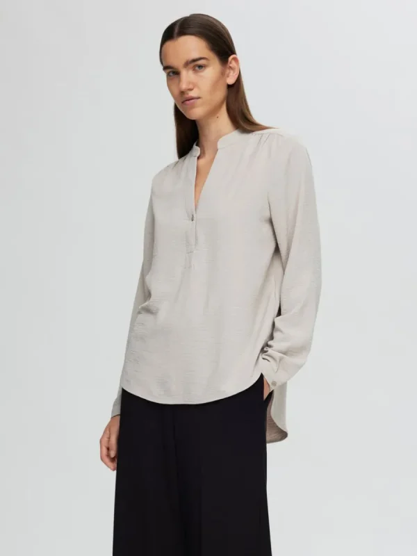 SELECTED LÅNGÄRMAD BLUS Beige Shop