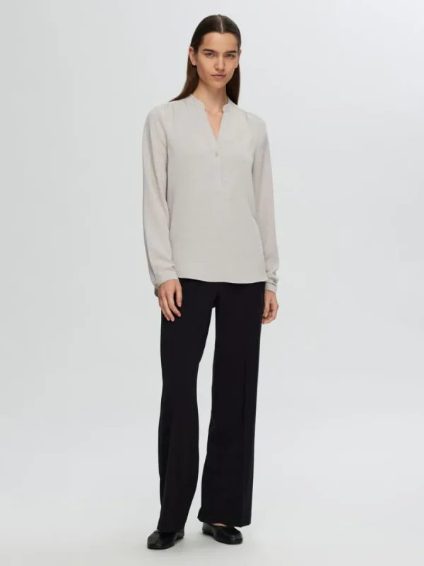 SELECTED LÅNGÄRMAD BLUS Beige Shop