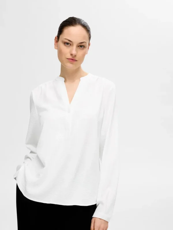 SELECTED LÅNGÄRMAD BLUS White Cheap