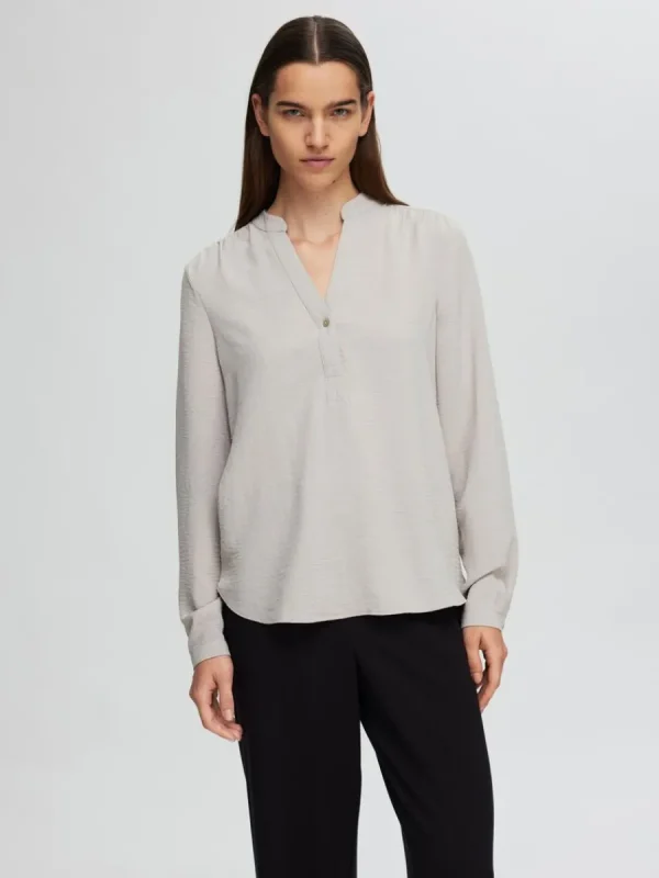 SELECTED LÅNGÄRMAD BLUS Beige Shop
