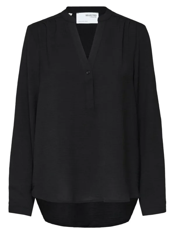 SELECTED LÅNGÄRMAD BLUS Black Clearance