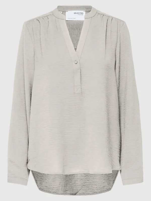 SELECTED LÅNGÄRMAD BLUS Beige Shop