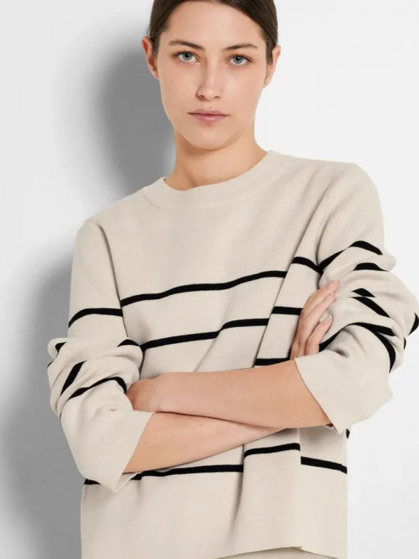 SELECTED LÅNGÄRMAD BOMULL STICKAD TRÖJA Beige Best