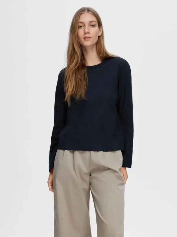SELECTED LÅNGÄRMAD BOXY T-SHIRT Blue New