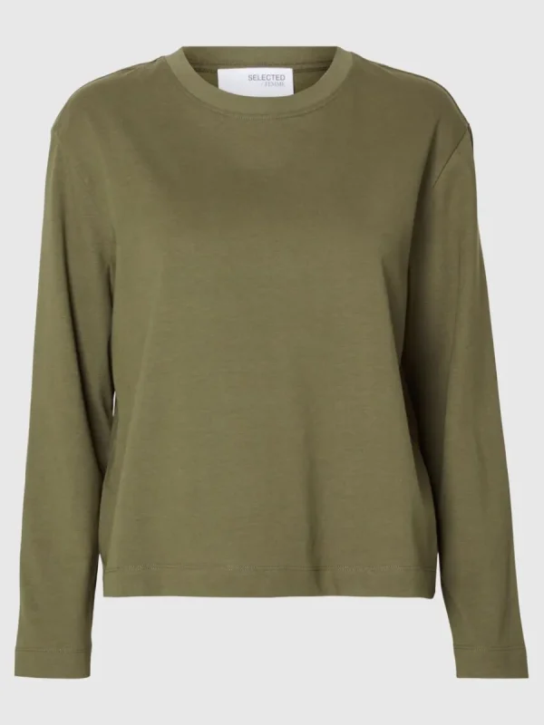 SELECTED LÅNGÄRMAD BOXY T-SHIRT Green Cheap