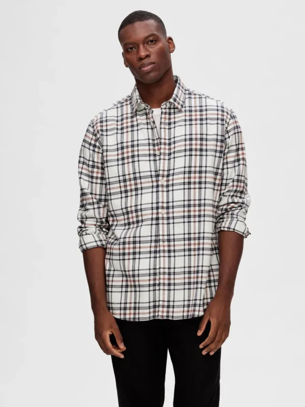 SELECTED LÅNGÄRMAD FLANELL SKJORTA Beige Store