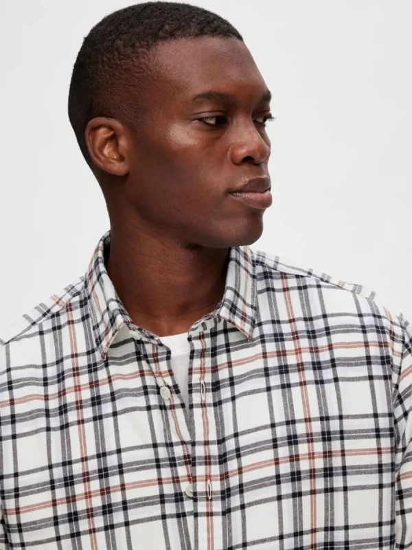SELECTED LÅNGÄRMAD FLANELL SKJORTA Beige Store
