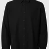 SELECTED LÅNGÄRMAD FLANELLSKJORTA Black Clearance