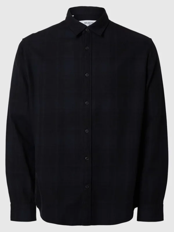 SELECTED LÅNGÄRMAD FLANELLSKJORTA Black Best Sale