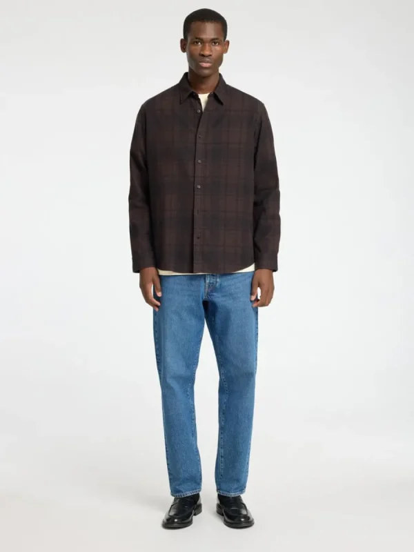 SELECTED LÅNGÄRMAD FLANELLSKJORTA Brown Discount