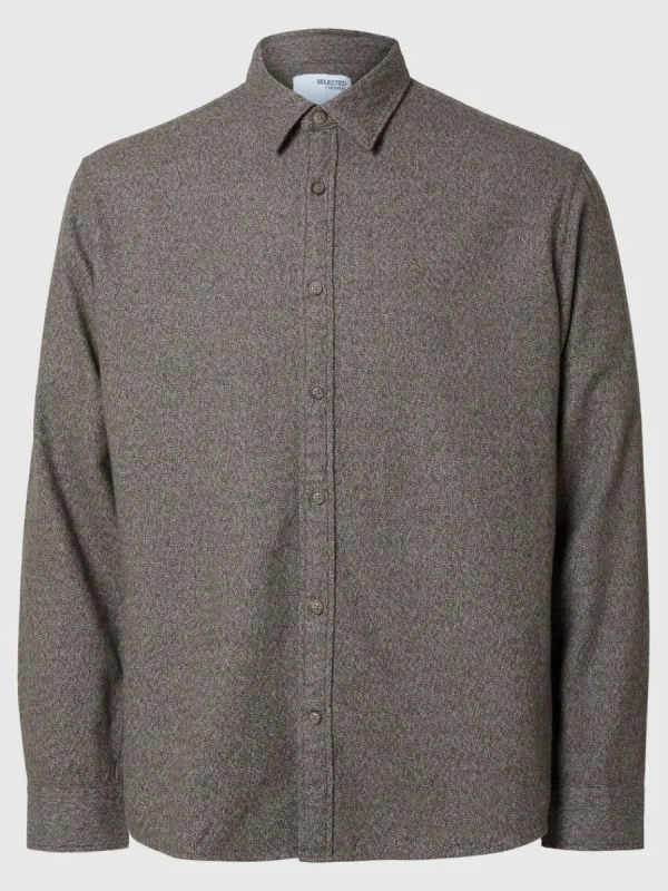 SELECTED LÅNGÄRMAD FLANELLSKJORTA Brown Fashion