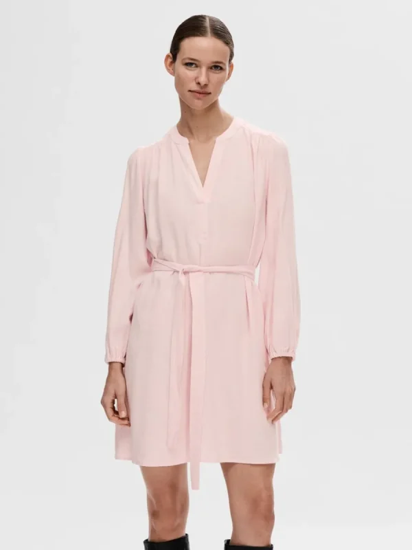 SELECTED LÅNGÄRMAD KORT KLÄNNING Pink Best Sale