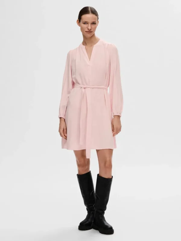 SELECTED LÅNGÄRMAD KORT KLÄNNING Pink Best Sale