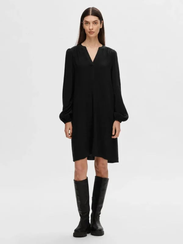 SELECTED LÅNGÄRMAD KORT KLÄNNING Black Outlet