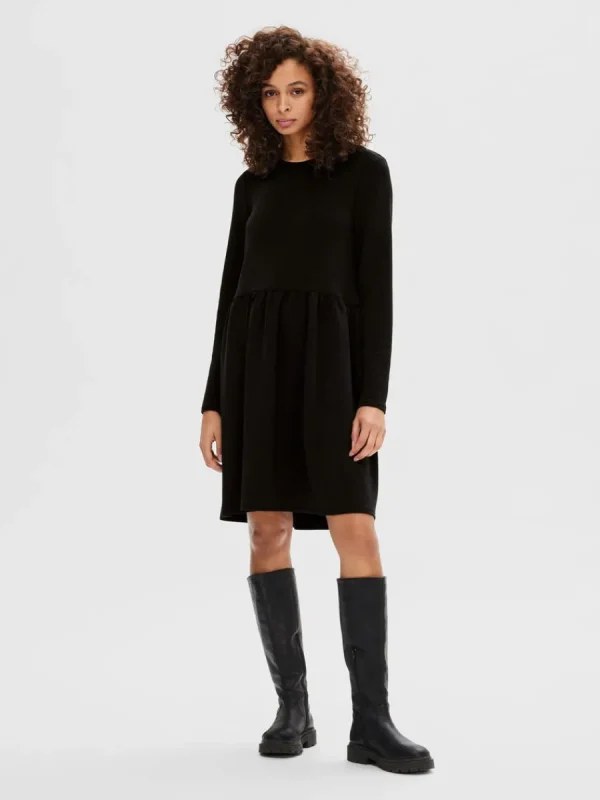 SELECTED LÅNGÄRMAD KORT KLÄNNING Black Flash Sale