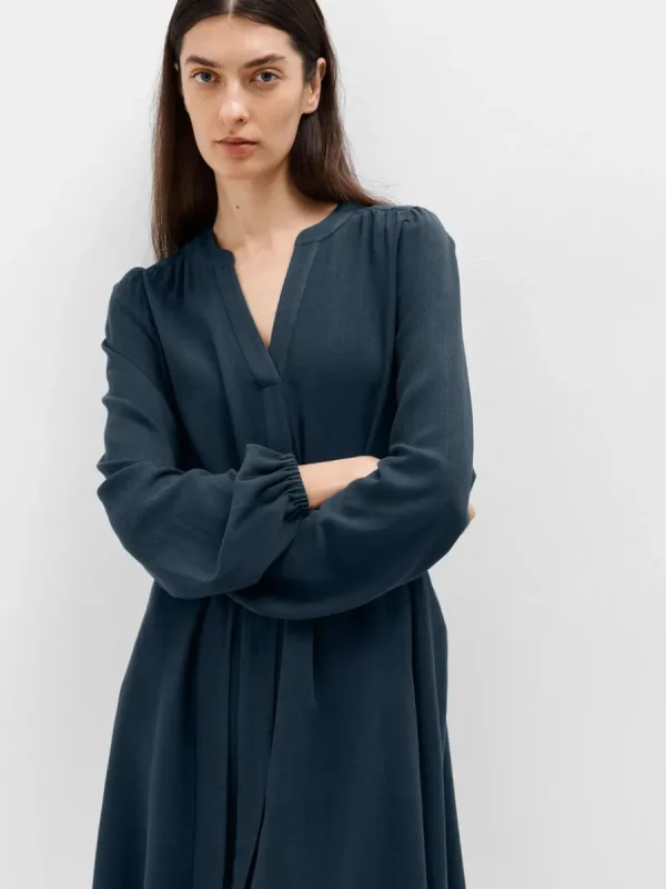 SELECTED LÅNGÄRMAD KORT KLÄNNING Blue Cheap