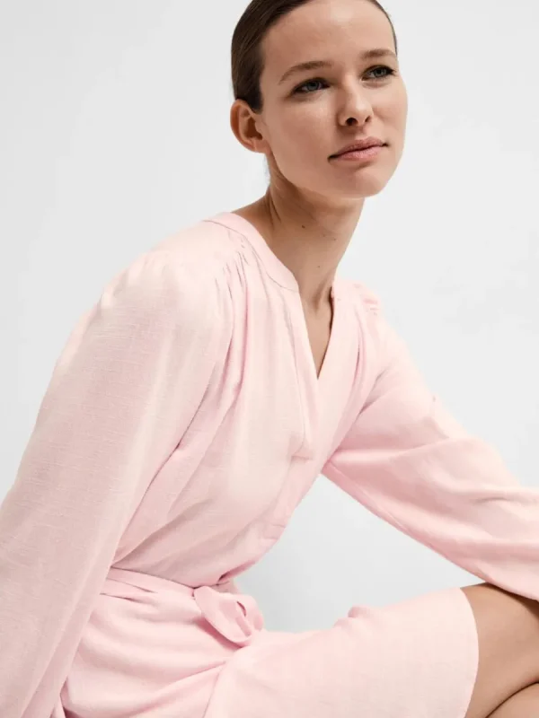 SELECTED LÅNGÄRMAD KORT KLÄNNING Pink Best Sale