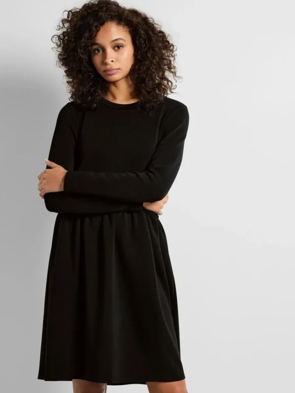 SELECTED LÅNGÄRMAD KORT KLÄNNING Black Flash Sale