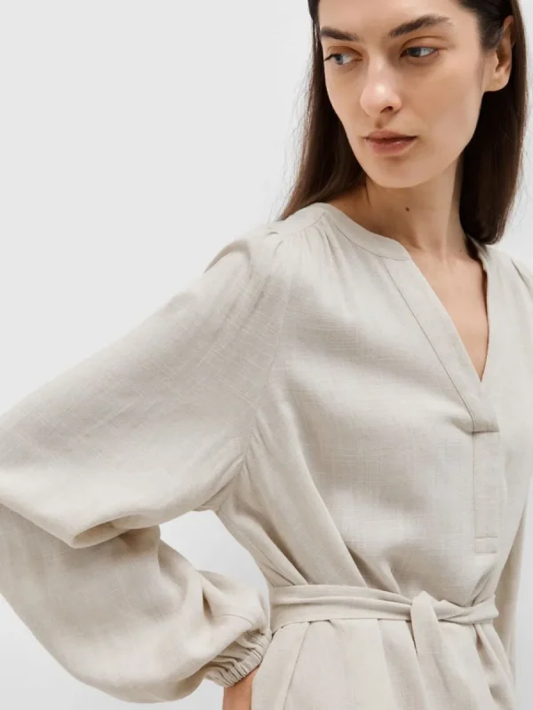 SELECTED LÅNGÄRMAD KORT KLÄNNING Beige Sale