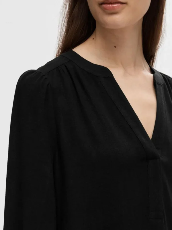 SELECTED LÅNGÄRMAD KORT KLÄNNING Black Outlet