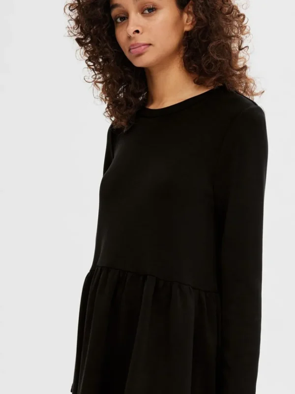SELECTED LÅNGÄRMAD KORT KLÄNNING Black Flash Sale
