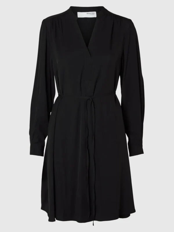 SELECTED LÅNGÄRMAD KORT KLÄNNING Black Outlet