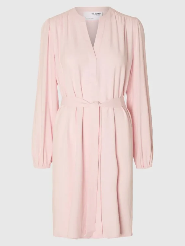 SELECTED LÅNGÄRMAD KORT KLÄNNING Pink Best Sale