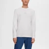 SELECTED LÅNGÄRMAD LOGOTYPPRYDD T-SHIRT White Clearance