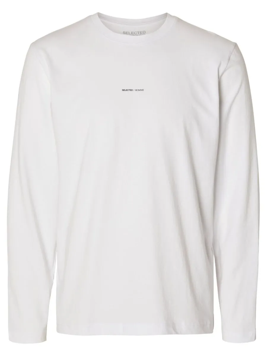 lngrmad_logotypprydd_tshi_5.webp SELECTED LÅNGÄRMAD LOGOTYPPRYDD T-SHIRT White Clearance