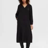 SELECTED LÅNGÄRMAD MIDIKLÄNNING Black Fashion