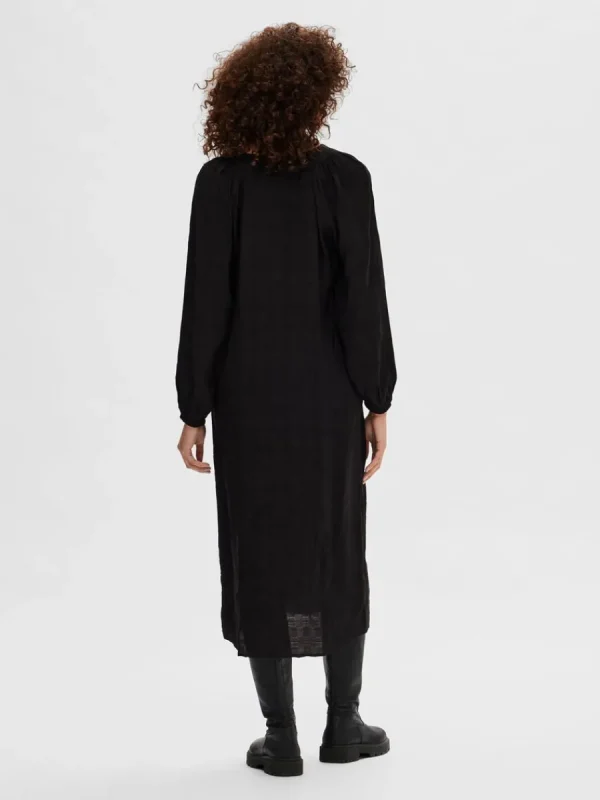SELECTED LÅNGÄRMAD MIDIKLÄNNING Black Fashion