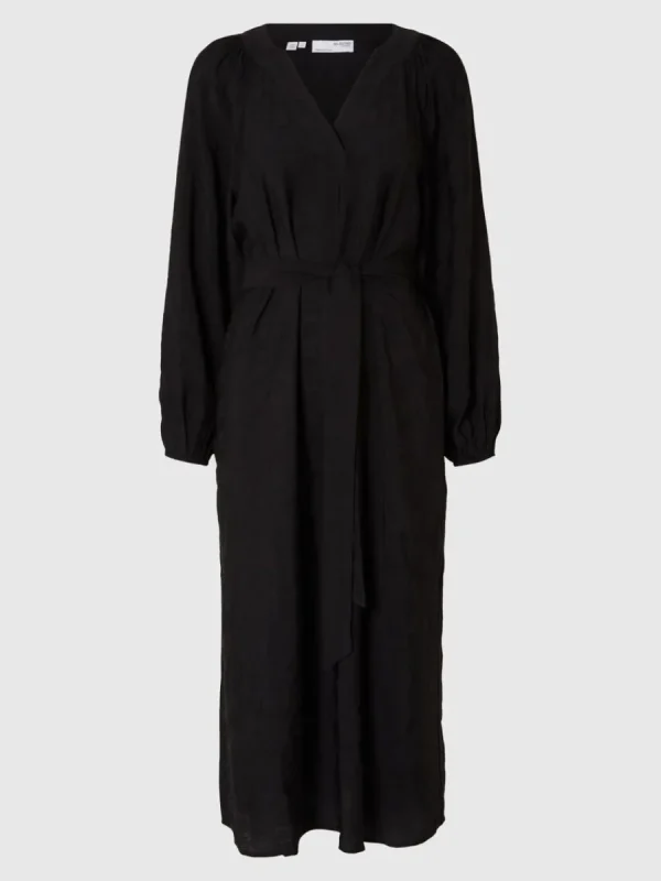SELECTED LÅNGÄRMAD MIDIKLÄNNING Black Fashion