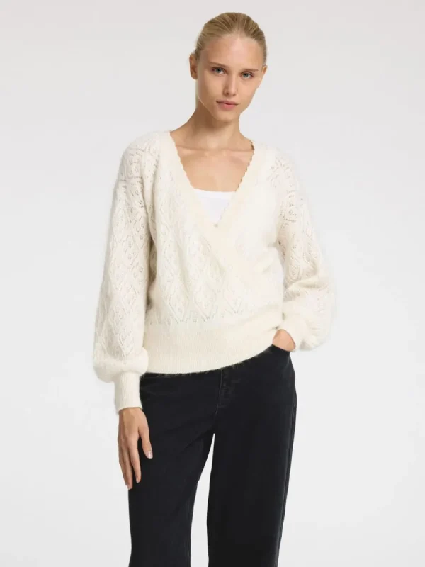 SELECTED LÅNGÄRMAD OMLOTTKOFTA White Online