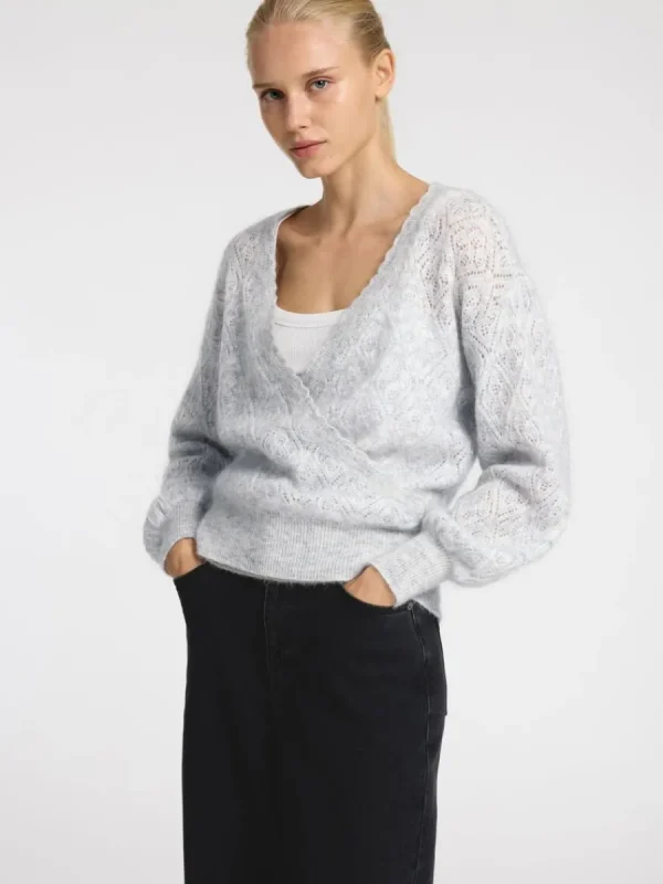 SELECTED LÅNGÄRMAD OMLOTTKOFTA Grey New