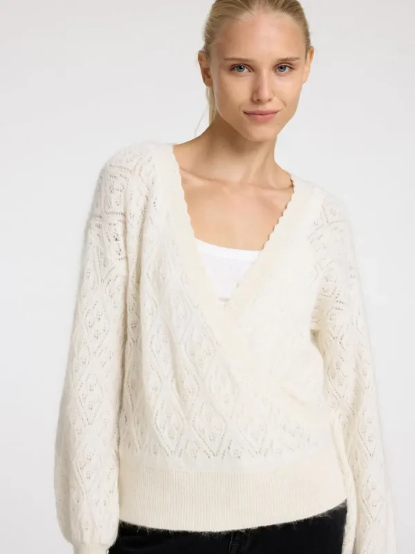 SELECTED LÅNGÄRMAD OMLOTTKOFTA White Online