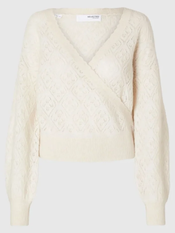 SELECTED LÅNGÄRMAD OMLOTTKOFTA White Online