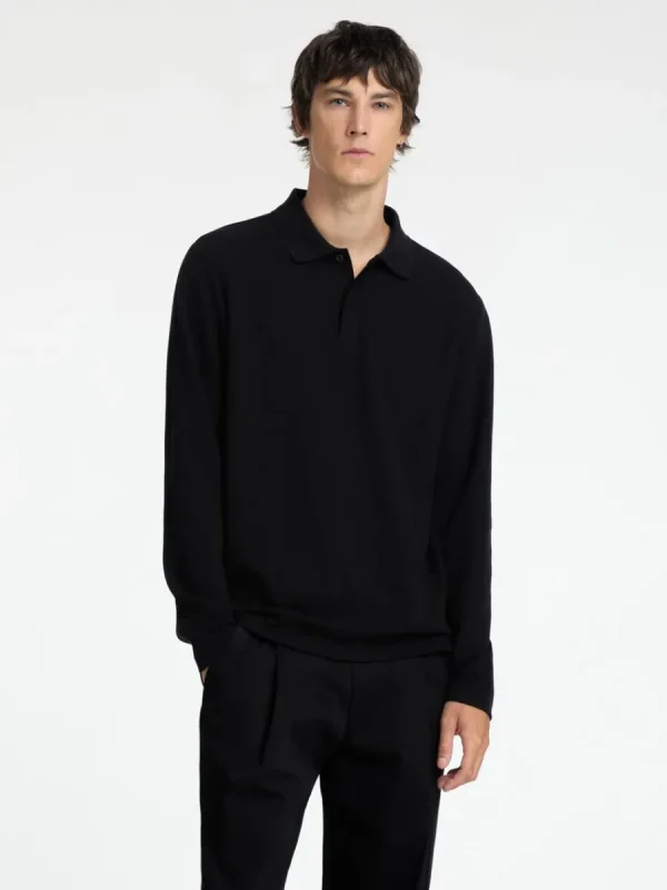 SELECTED LÅNGÄRMAD PIKÉTRÖJA Black Flash Sale