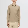 SELECTED LÅNGÄRMAD PIKÉTRÖJA Beige Cheap
