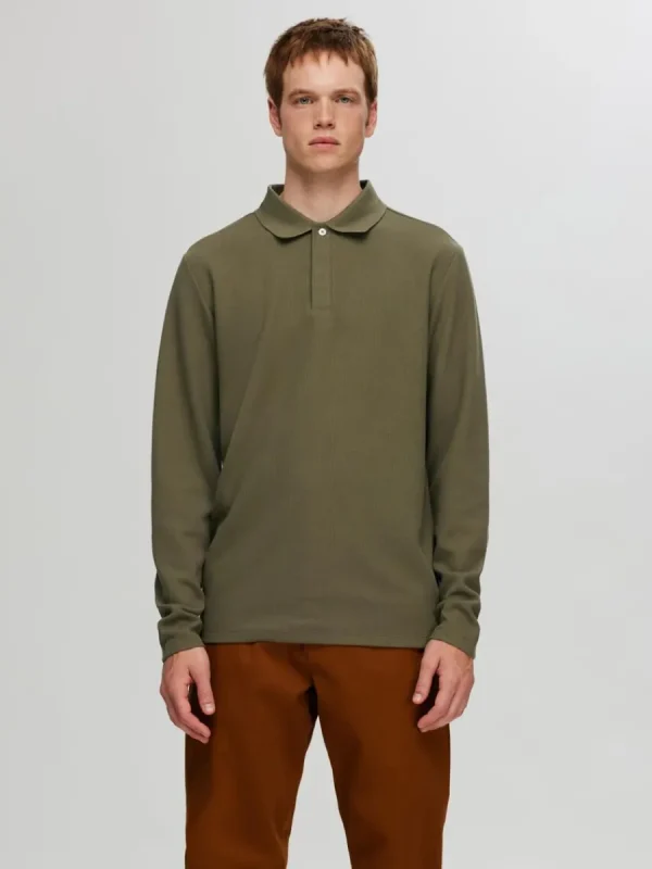 SELECTED LÅNGÄRMAD PIKÉTRÖJA Green Best Sale