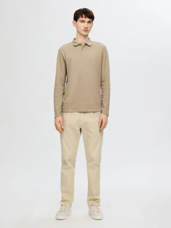 SELECTED LÅNGÄRMAD PIKÉTRÖJA Beige Cheap
