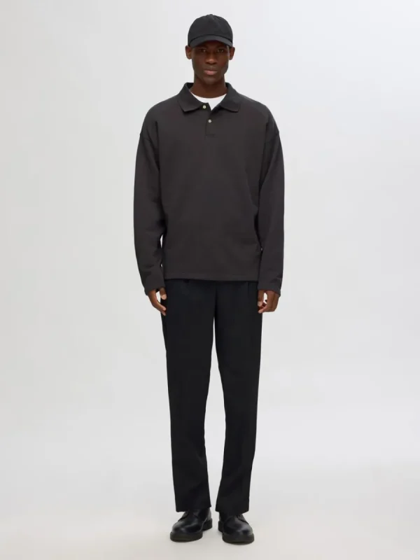 SELECTED LÅNGÄRMAD PIKÉTRÖJA Grey Hot