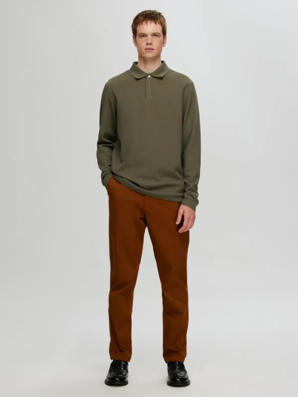 SELECTED LÅNGÄRMAD PIKÉTRÖJA Green Best Sale