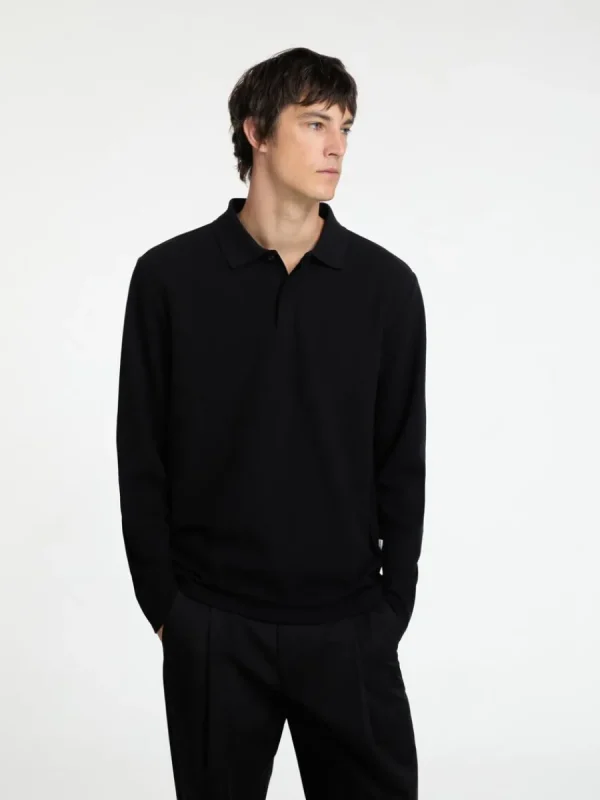 SELECTED LÅNGÄRMAD PIKÉTRÖJA Black Flash Sale
