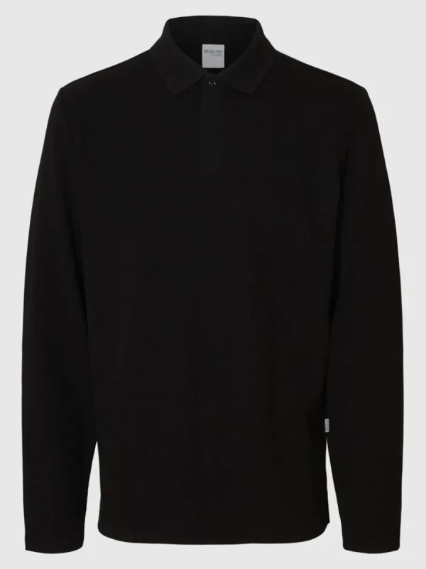 SELECTED LÅNGÄRMAD PIKÉTRÖJA Black Flash Sale