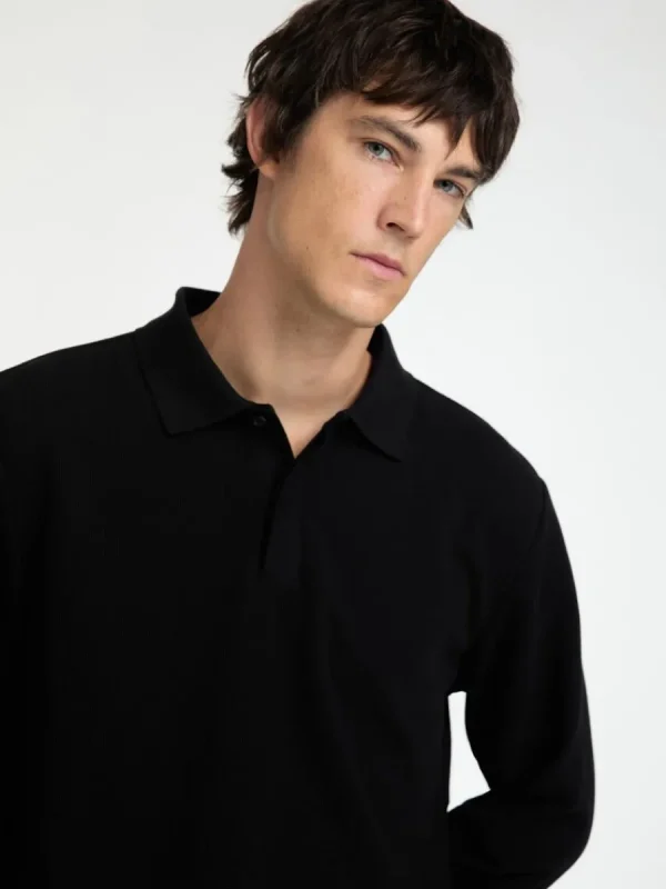 SELECTED LÅNGÄRMAD PIKÉTRÖJA Black Flash Sale